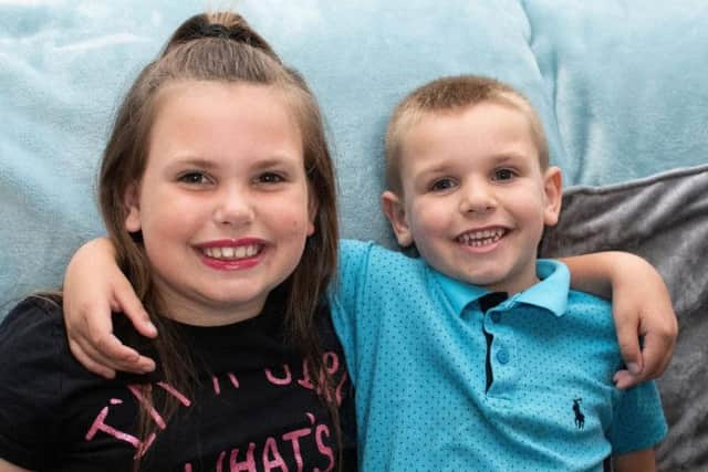 Heroes Jaxon, 4, and Josie Youd, 7, attend Brindle Gregson Lane Primary School. Photo: Kelvin Stuttard