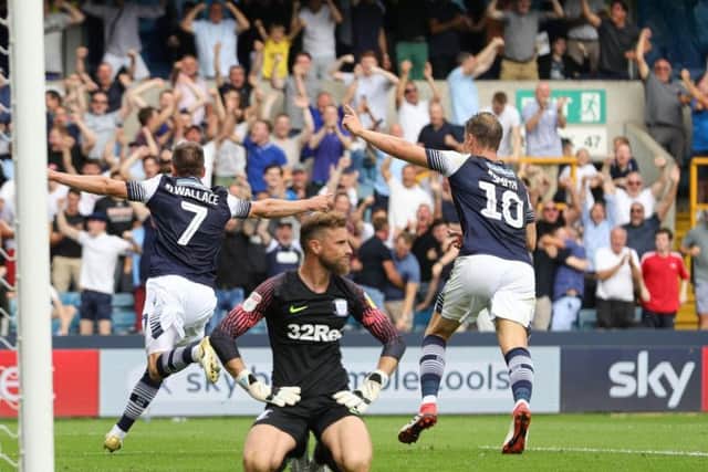 PNE goalkeeper Declan Rudd looks dejected as Millwall take the lead at The Den
