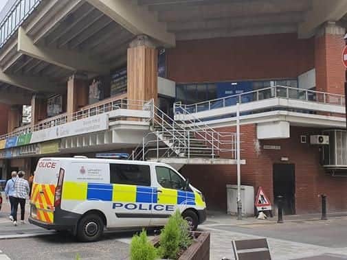 Police and paramedics attend Preston Guild Hall after an assault