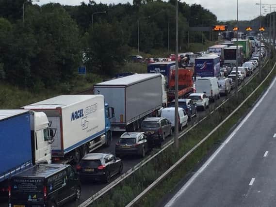 The scene on the M6 on Monday this week