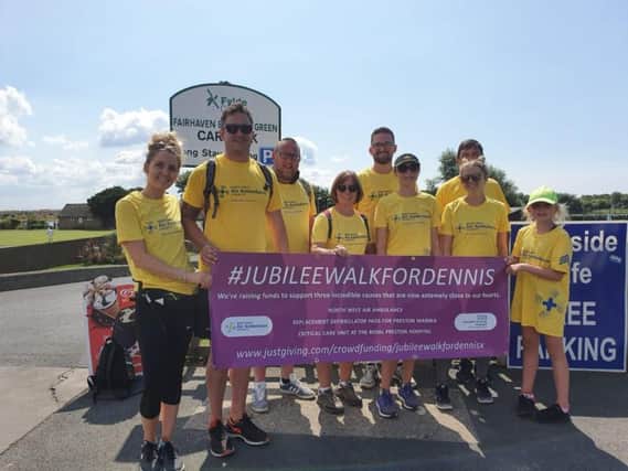His family, have now completed a 32-mile walk to raise money for the emergency services and the critical care team at Royal Preston Hospital