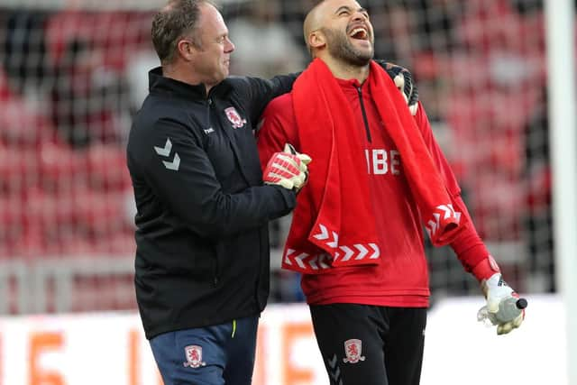 Jonathan Gould with Darren Randolph when he was Middlesbrough goalkeeper coach