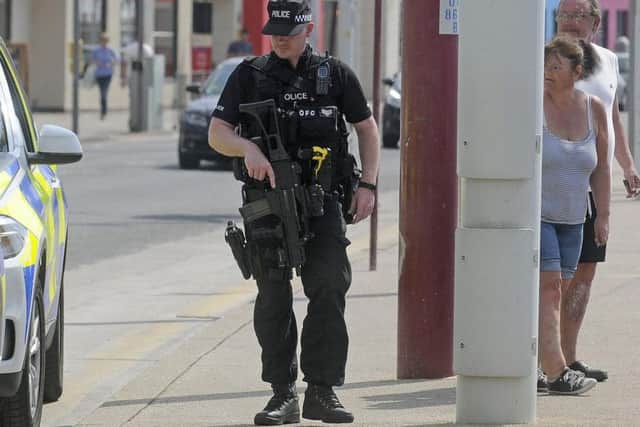 The latest Home Office statistics show there were 102 armed officers in the county in March.
