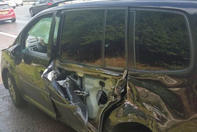 One of five cars involved in a crash on the M6 northbound between junctions 30 and 31 on Monday, August 19