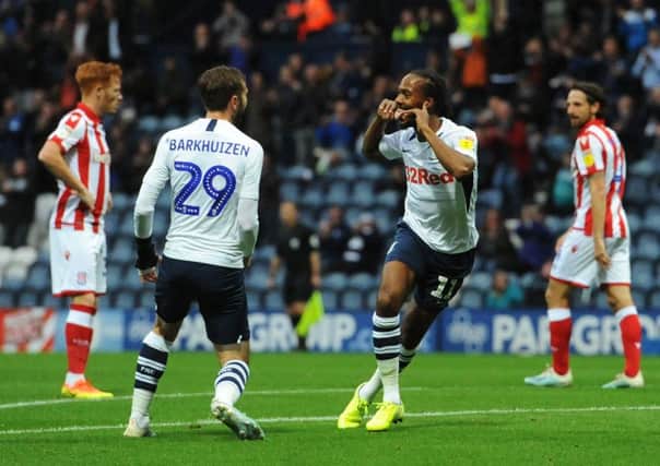 Daniel Johnson (right) after finding the net against Stoke