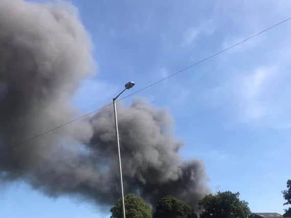 A huge plume of smoke from the scene in Eccleston