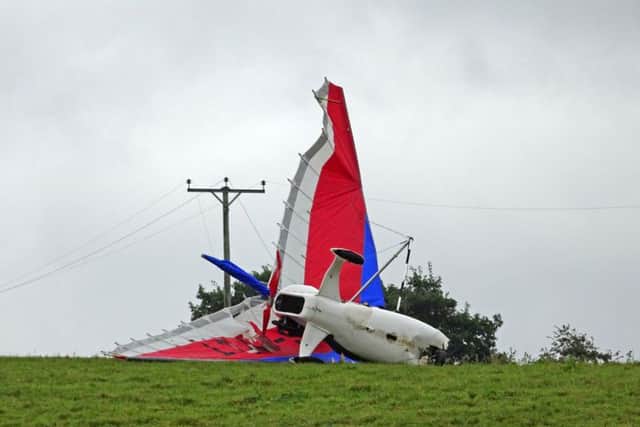The microlight his power cables as it crashed. (Credit: Steve Williams)
