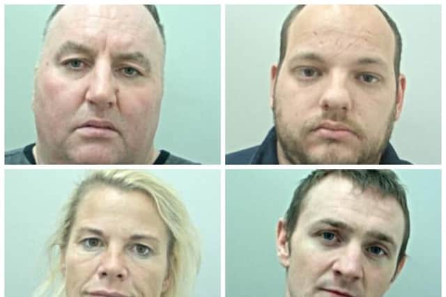 Clockwise: Tommy Smith, Scott Paton, Leonard Perkins, and Mary Smith have been sentenced for their part in a 1 million stolen goods operation (Photos: Lancashire Police)