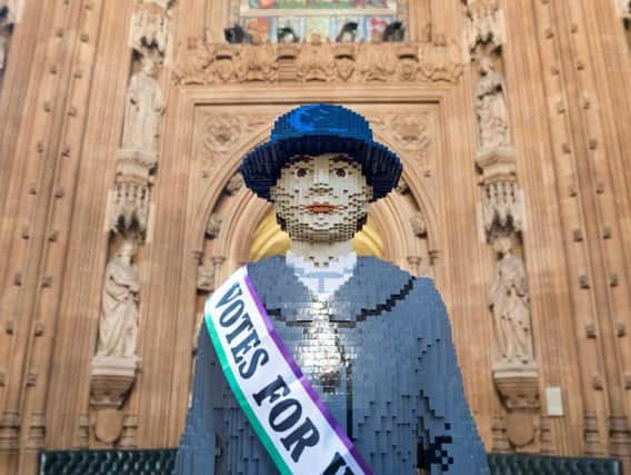 Life-sized Lego statue of suffragette Hope comes to South Ribble as part of its
National Tour