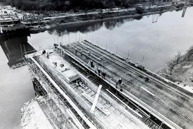 The new bridge over the River Ribble as seen from the works crane