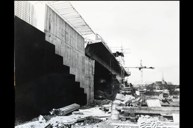 Consrtuction in progress at the Penwortham Bypass bridge site over the Ribble