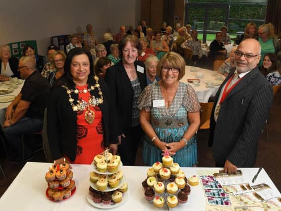 The Mayor of Chorley and her Consort, Coun Hasina Khan and Zafar Khan with Marjorie Hayward and Susan Forshaw of Friends for You, celebrating its 3rd birthday