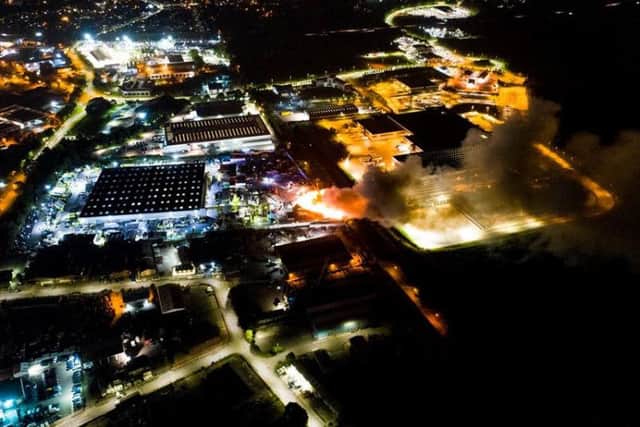Drone images show size of fire at Recycling Lives in Preston. Pic: Stephen Melling