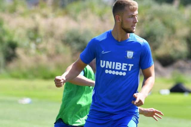 Connor Simpson in pre-season training with Preston North End