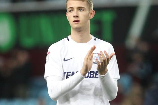 Connor Simpson after his Preston debut at Villa Park in February 2018
