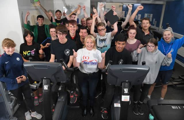 Photo Neil CrossNCS students from Preston North End doing a virtual bike ride fundraiser for Heartbeat