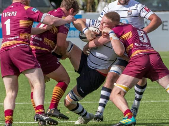 Match action from Preston Grasshoppers game against Sedgley Park Tigers

Photo: Mike Craig