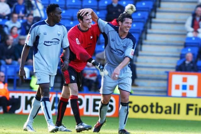 Andrew Lonergan after scoring with a goal kick for Preston against Leicester in 2004