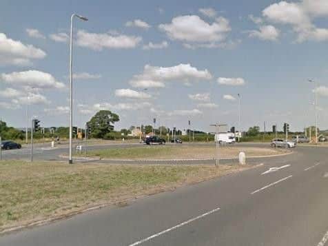 Preston New Road closed at the roundabout junction of the A59 and Preston New Road, opposite the Mercure Preston Samlesbury Hotel (Image: Google)