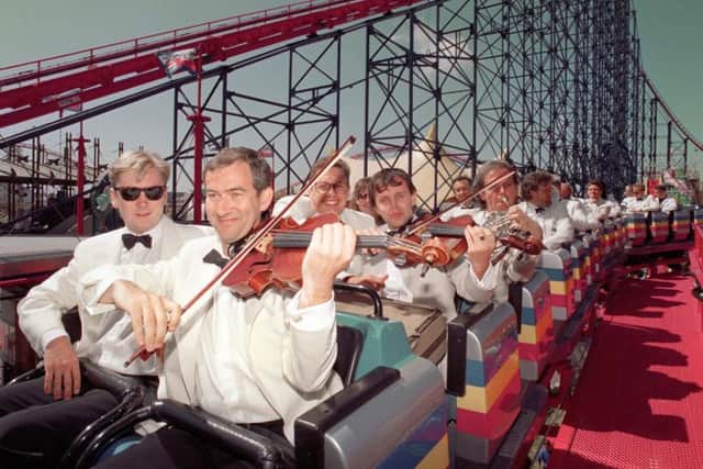 The London Philharmonic orchestra on the Big One at Blackpool Pleasure Beach on its launch in 1994