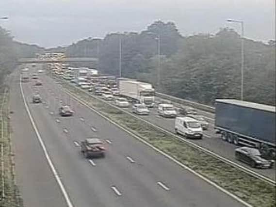There are delays of about 30 minutes and 6 miles of congestion on the M6 southbound between Standish and Leyland due to roadworks