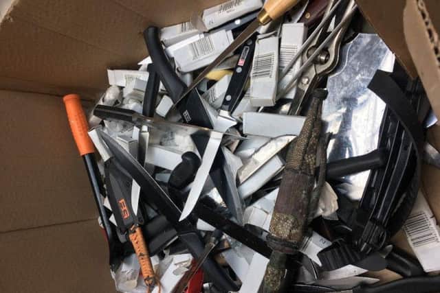 Almost 200 knives were handed in to police in March.