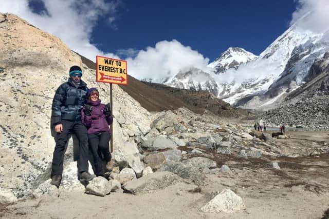 Liam and Marcia at Everest base camp.