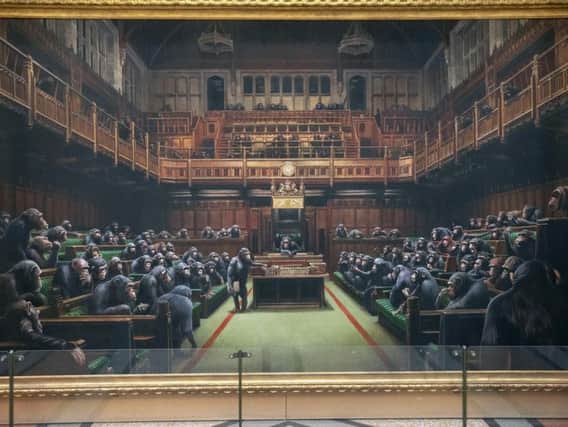 The painting 'Devolved Parliament' by the graffiti artist Banksy