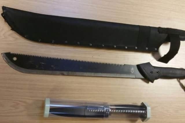 Last week police seized a machete from a car in Preston.