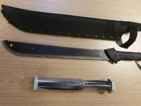Last week police seized a machete from a car in Preston.
