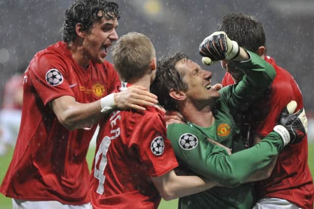 Edwin van der Sar was United's hero in the Champions League final in Moscow