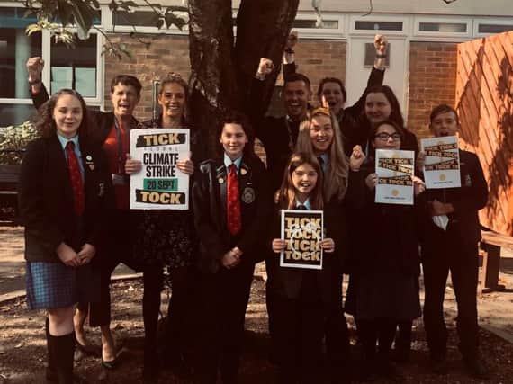 Pupils and staff at Parklands High School ahead of Friday's protest