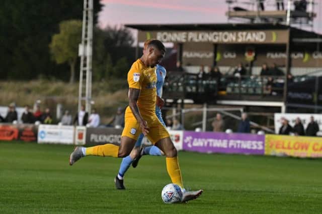Preston winger Josh Ginnelly completes his hat-trick against Chorley Picture courtesy of PNE