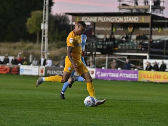 Preston winger Josh Ginnelly completes his hat-trick against Chorley     Picture courtesy of PNE