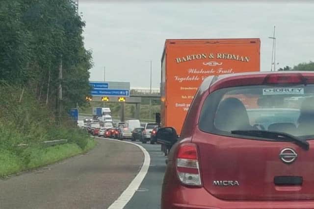 Traffic exiting M6 junction 31a has been hit by long delays this morning as works in Bluebell Way, Fulwood continue to cause problems for commuters