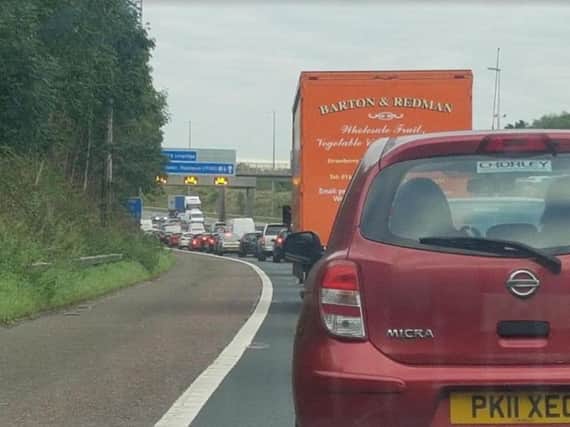 Traffic exiting M6 junction 31a has been hit by long delays this morning as works in Bluebell Way, Fulwood continue to cause problems for commuters
