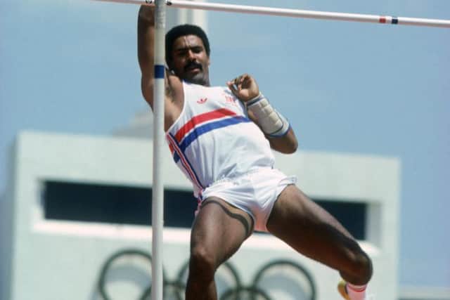 Olympian Daley Thompson in action