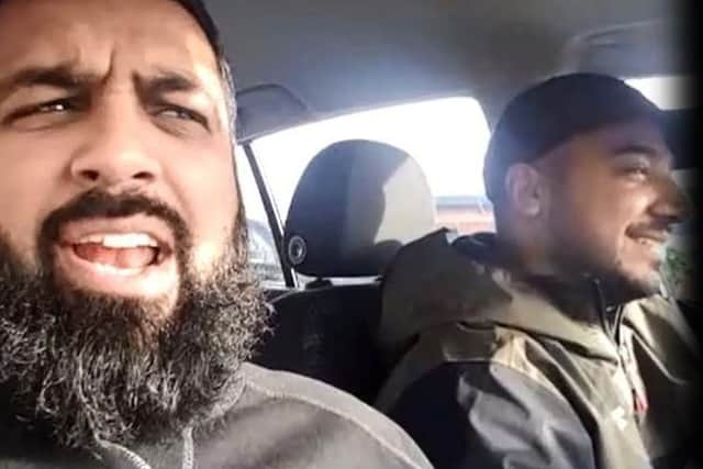 An offensive video emerged on social media in December last year in which a Preston taxi driver (left) appeared to threaten Muslim converts to Christianity with sexual violence