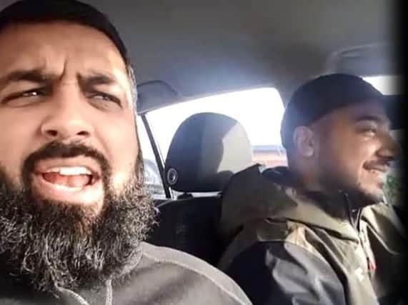 An offensive video emerged on social media in December last year in which a Preston taxi driver (left) appeared to threaten Muslim converts to Christianity with sexual violence