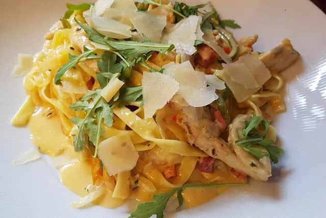 Rosemary chicken and chorizo tagliatelle, which came in a creamy, herb-scented cheese sauce