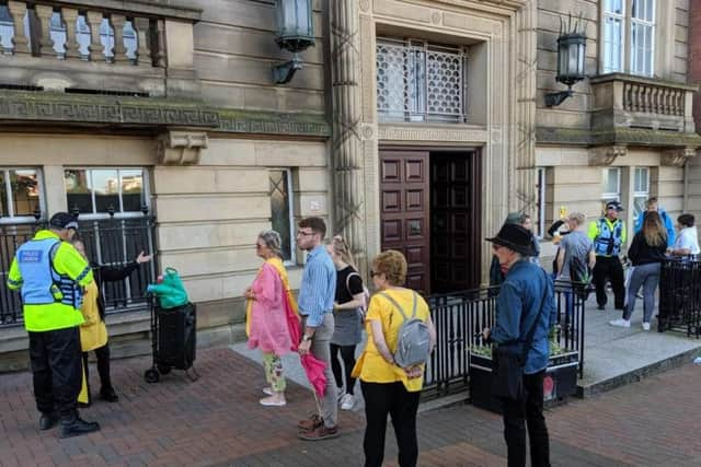 Protesters outside Lancashire County Council