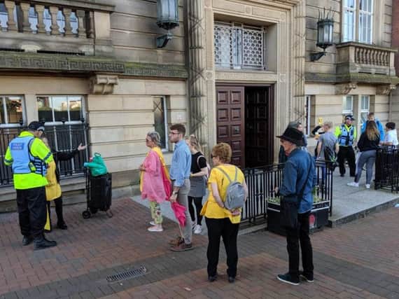Protesters outside Lancashire County Council