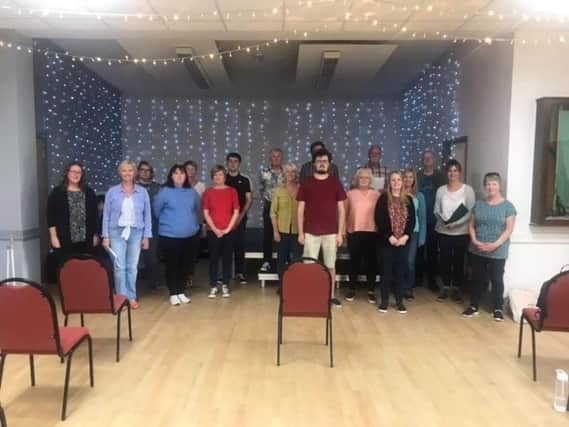 Cast from Garstang Musical Productions in rehearsals for 'Revuesical'