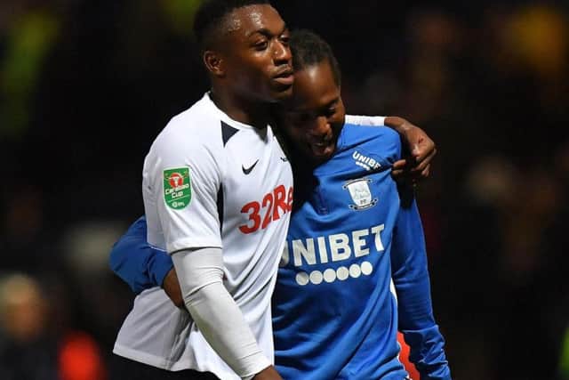Darnell Fisher and Daniel Johnson at the final whistle