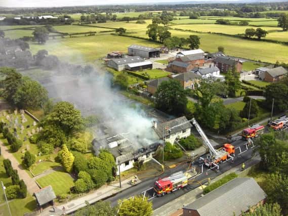 An aerial shot of the fire in July