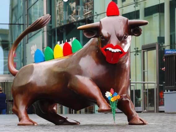The iconic bull sculpture in Birmingham has been given an eye catching make over by children using Lego