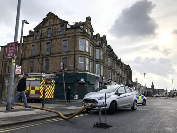 Emergency services at the scene of a fire at the Gordon Working Men's Club in Morecambe. Picture by Thomas Beresford