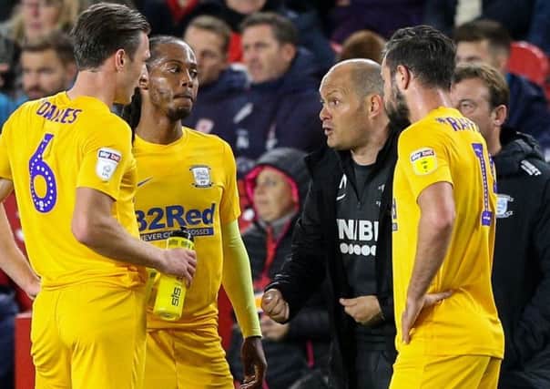 Preston boss Alex Neil gives out instructions in the recent game at Middlesbrough