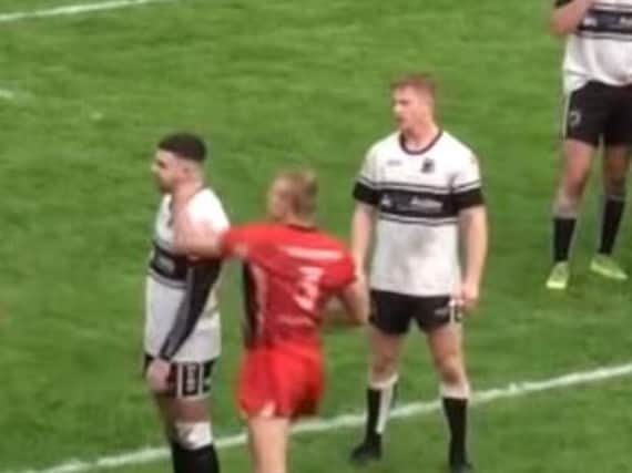The sucker punch on Chorley Panthers' No.5 from the Langworthy Reds' No .3