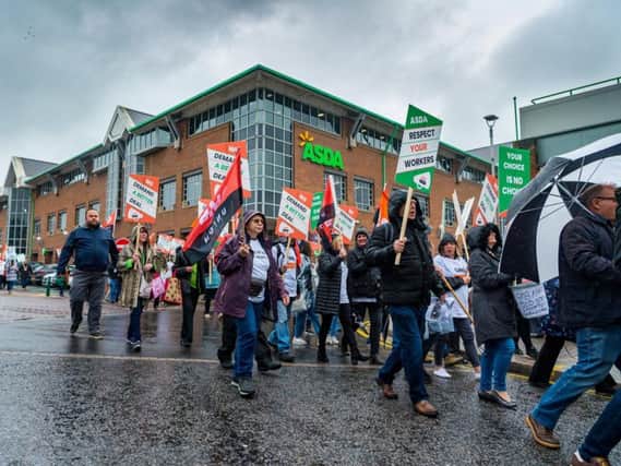 A protest in August at Asda's head office in Leeds